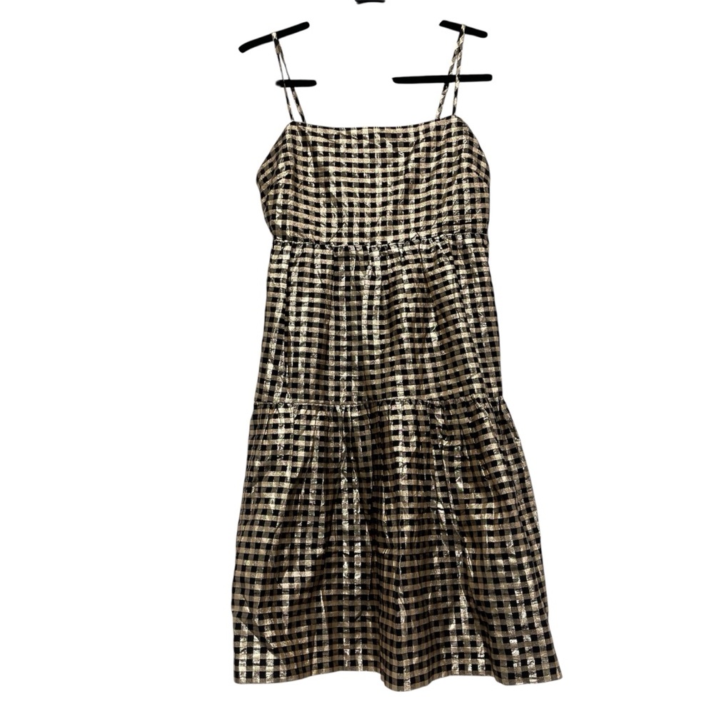 J. Crew Black and Gold Checkered Dress